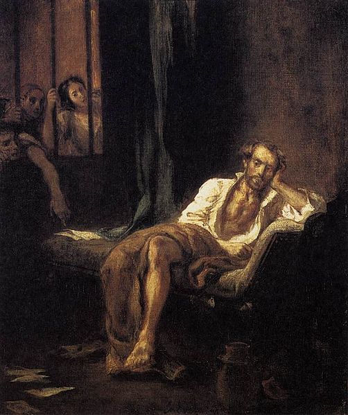 Torquato Tasso in the madhouse, 1579, by Eugène Delacroix (1798-1863) painted in 1839, Private Collection.